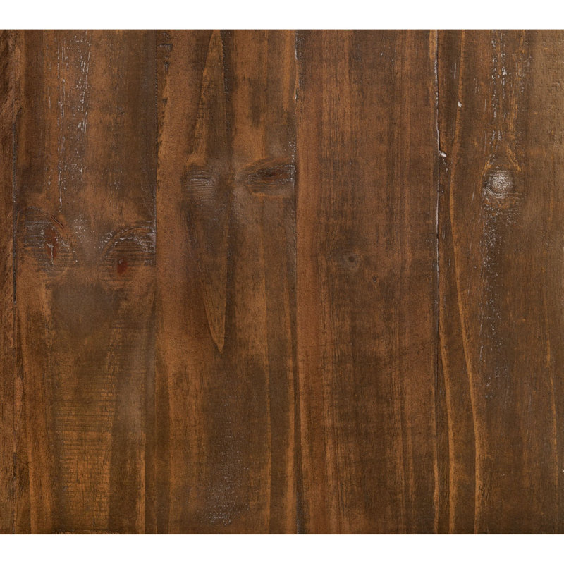 Rustic Brown Pine Wood Queen Bed with Headboard