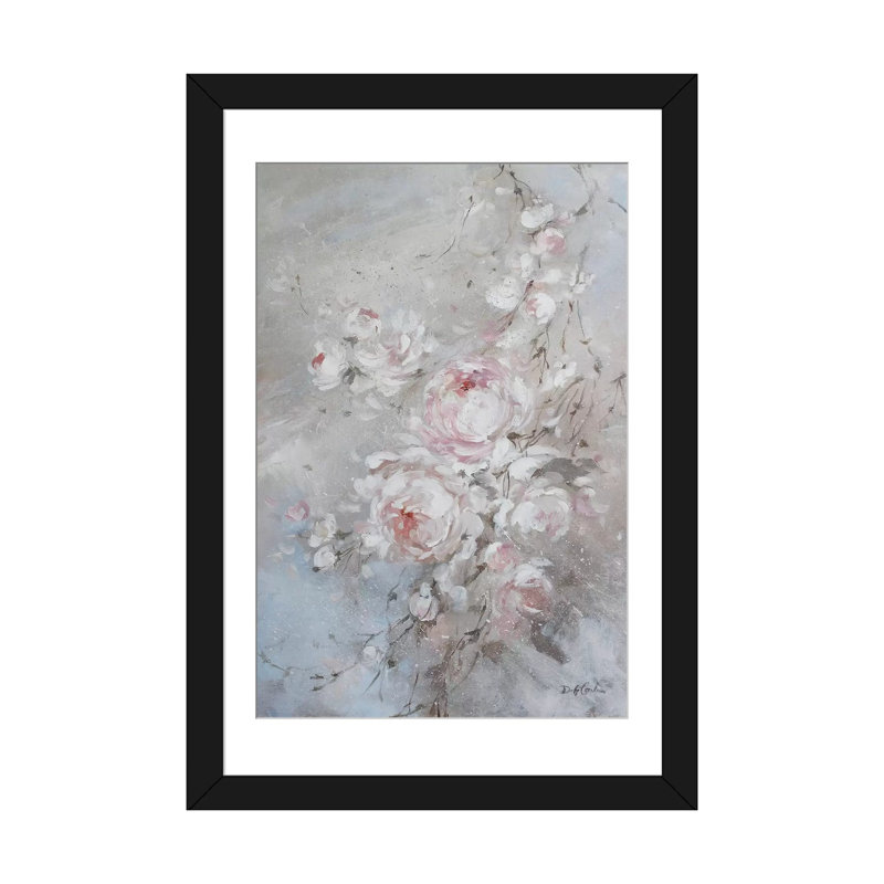 «Blush Rose», reproduction d'art sur toile tendue, Papier beaux-arts encadré noir, Blanc, H 24 po x l 16 po x P 1 po