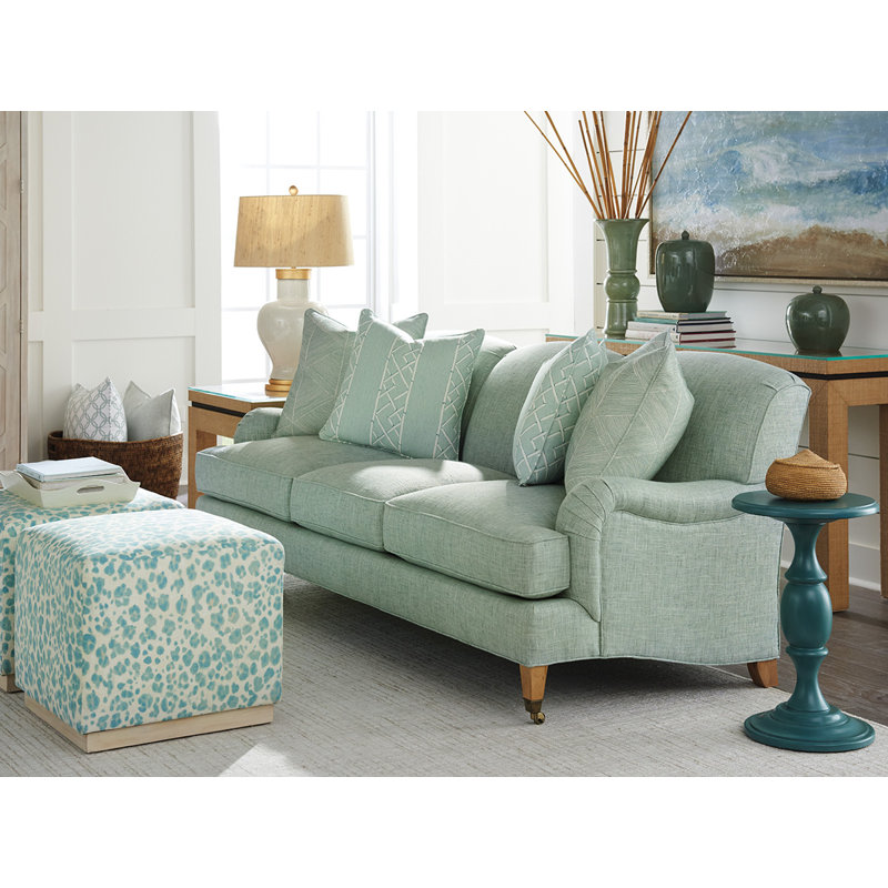 Barclay Butera Upholstery Square Ottoman, Light Blue, Cameo Shores