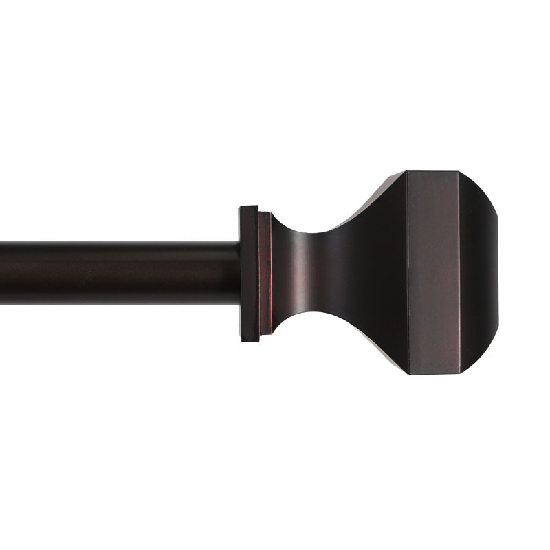 Bronze Adjustable Decorative Curtain Rod with Square Finials