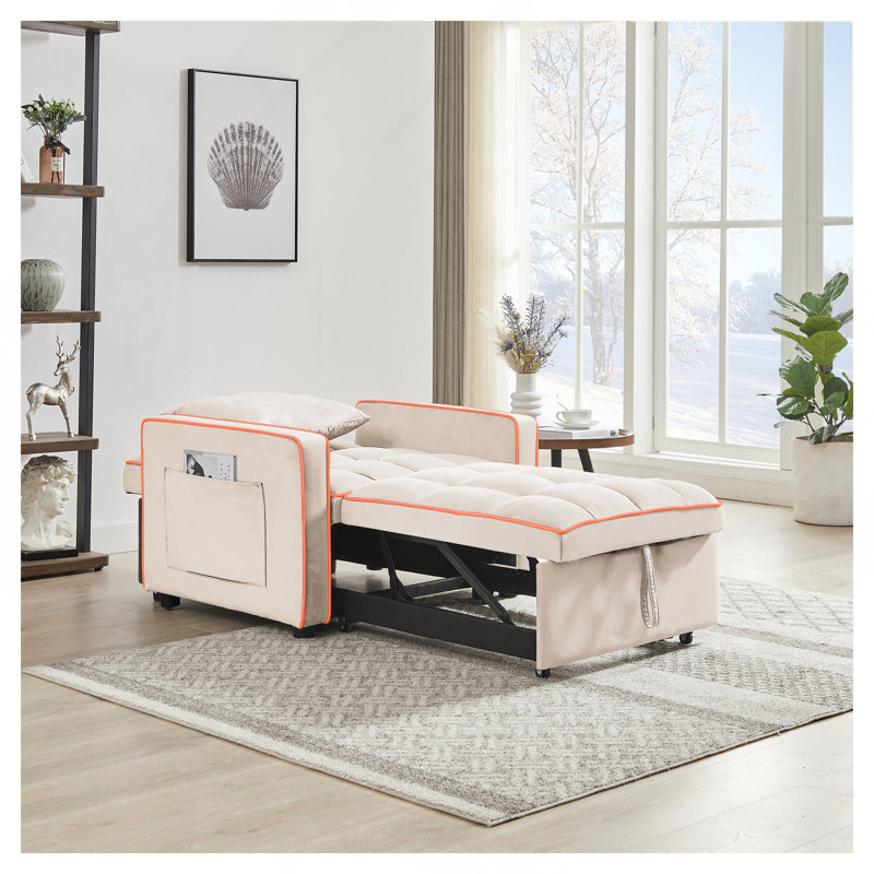 Trois-en-un Canapé-lit Canapé-lit pliant à dossier réglable dans un canapé-lit simple Fauteuil-lit moderne pour adulte avec couchette blanc crème