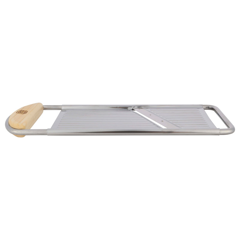 Trancheuse de mandoline à main pour la cuisine - Mandoline plate en acier inoxydable avec manche en cerisier - Coupe Julienne pour légumes et fruits - Gadgets de cuisine fabriqués en Italie par Kings County Tools