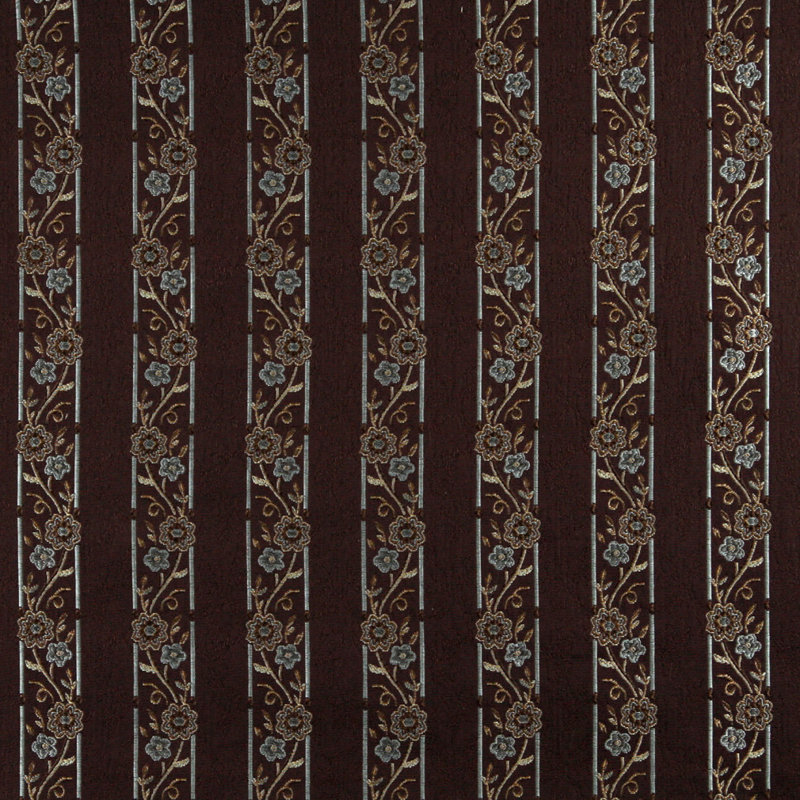 Tissu rayé brodé, Brun / Vert