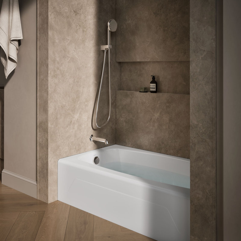 Baignoire de trempage en alcôve / tuile 54 po x 30 po Seaforth ™, Blanc, Gauche