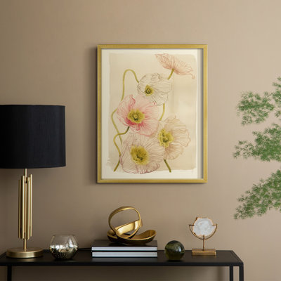 Vintage Summer Poppies I Framed Print - Solid Wood