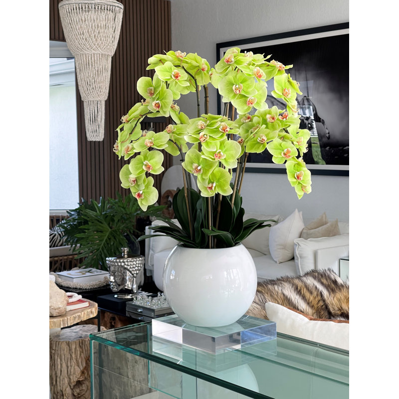 Silk Faux Floral in Pot, Green