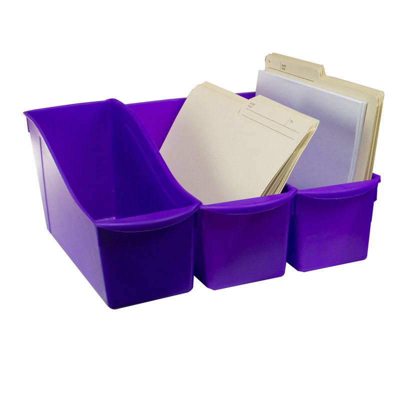Grand bac à livres Storex, mauve, paquet de 6, H 6 po x l 14 po x P 14 po, Mauve