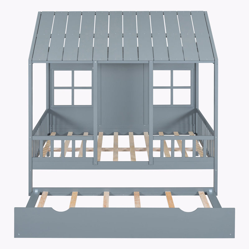 Lit avec lit gigogne Annalayah House, Double, gris