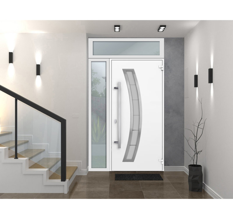 Deux 96'' Front Entry Doors, Left Hand/Inswing, White, 96" H x 50" W x 3.25" D