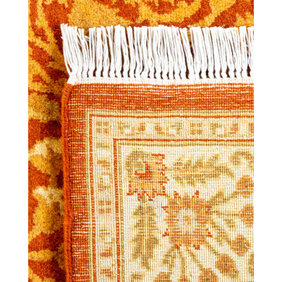 Tapis de couloir traditionnel en laine noué à la main orange 2 pi 7 po x 12 pi 2 po