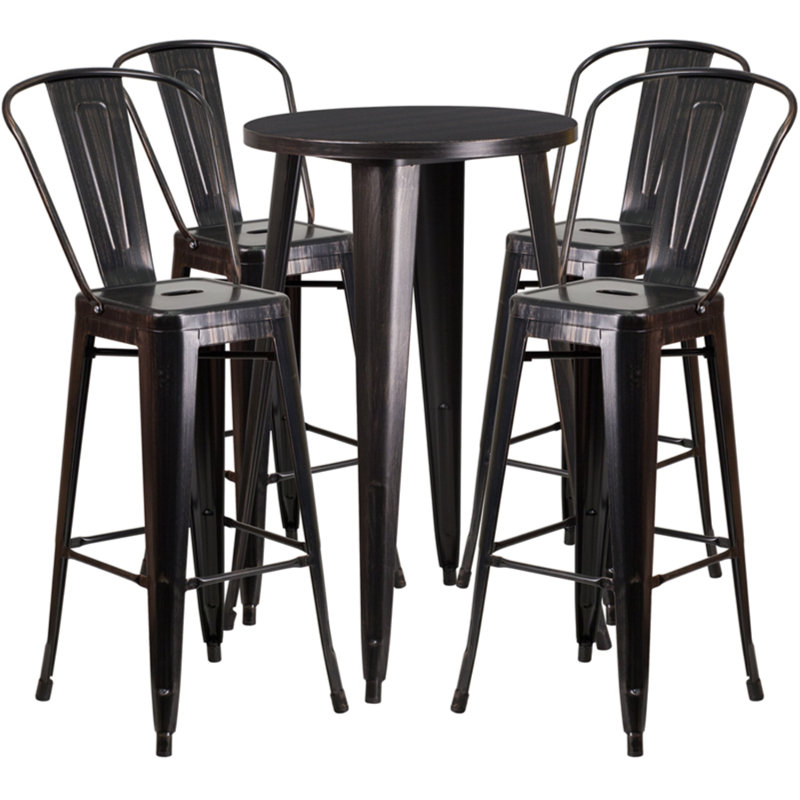 Ensemble de tables de bar Williamston, Noir, H 41 po x l 24 po x L 24 po