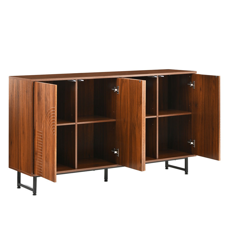 Buffet rustique Mid-Century 59 pouces avec portes et pieds géométriques Ruston