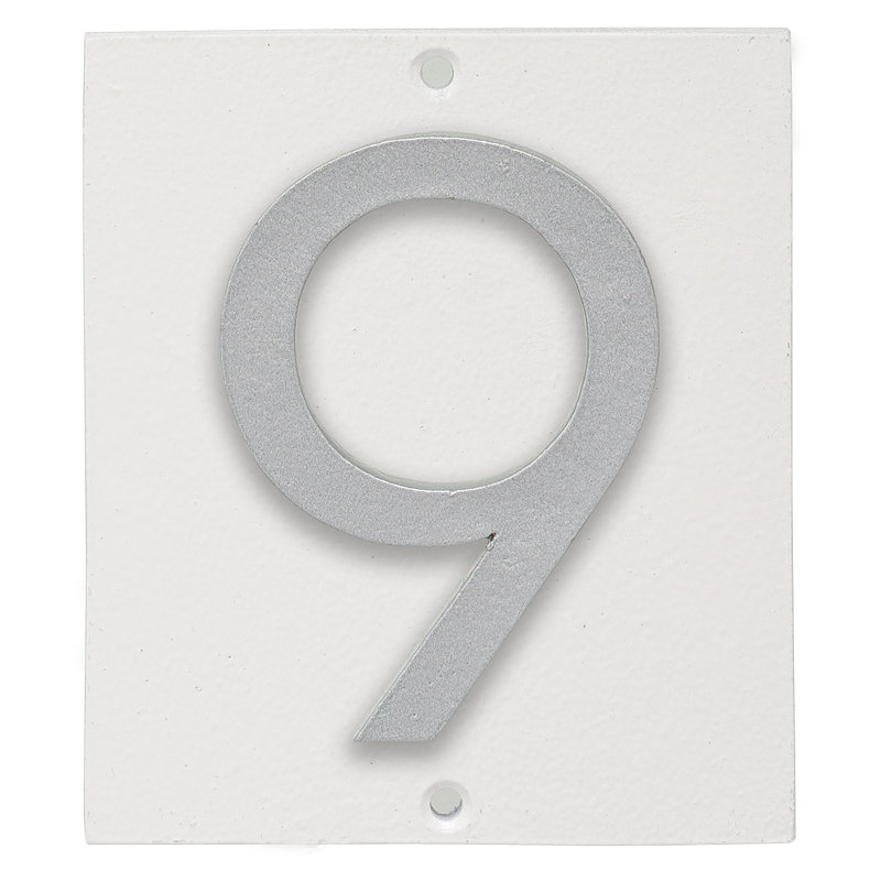 Plaque d’adresse murale sur 1 ligne flottante, Blanc, Argent, Oui