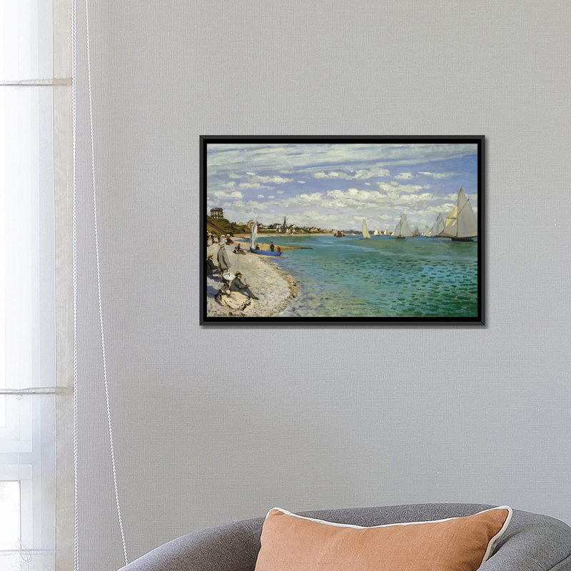 «Regatta at Sainte-Adresse, 1867» par Claude Monet, reproduction sur toile tendue, H 18 po x l 26 po x P 1,5 po, Pas de tapis
