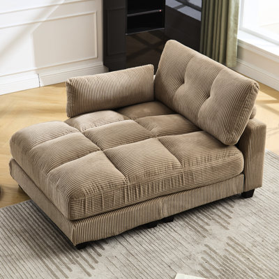 Fauteuil-lit luxueux en velours côtelé avec rembourrage en mousse et support de rembourrage pratique pour méridienne