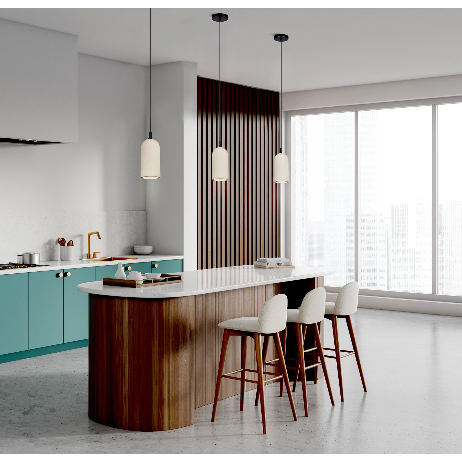 Kaylauni Single Light Concrete Pendant, Black/White