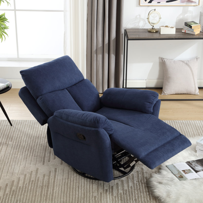 Henriane 33.5" W Swivel Rocker Recliner, Blue