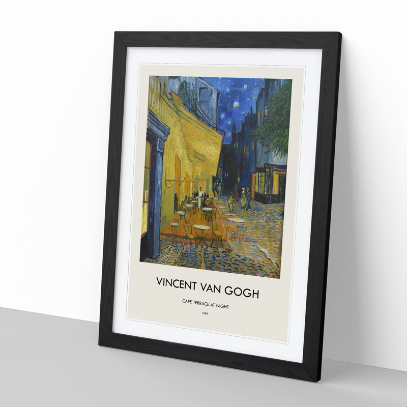Cafe Terrace at Night by Vincent Van Gogh - Picture Frame Art Prints, Black, 65cm H x 48cm W x 2cm D