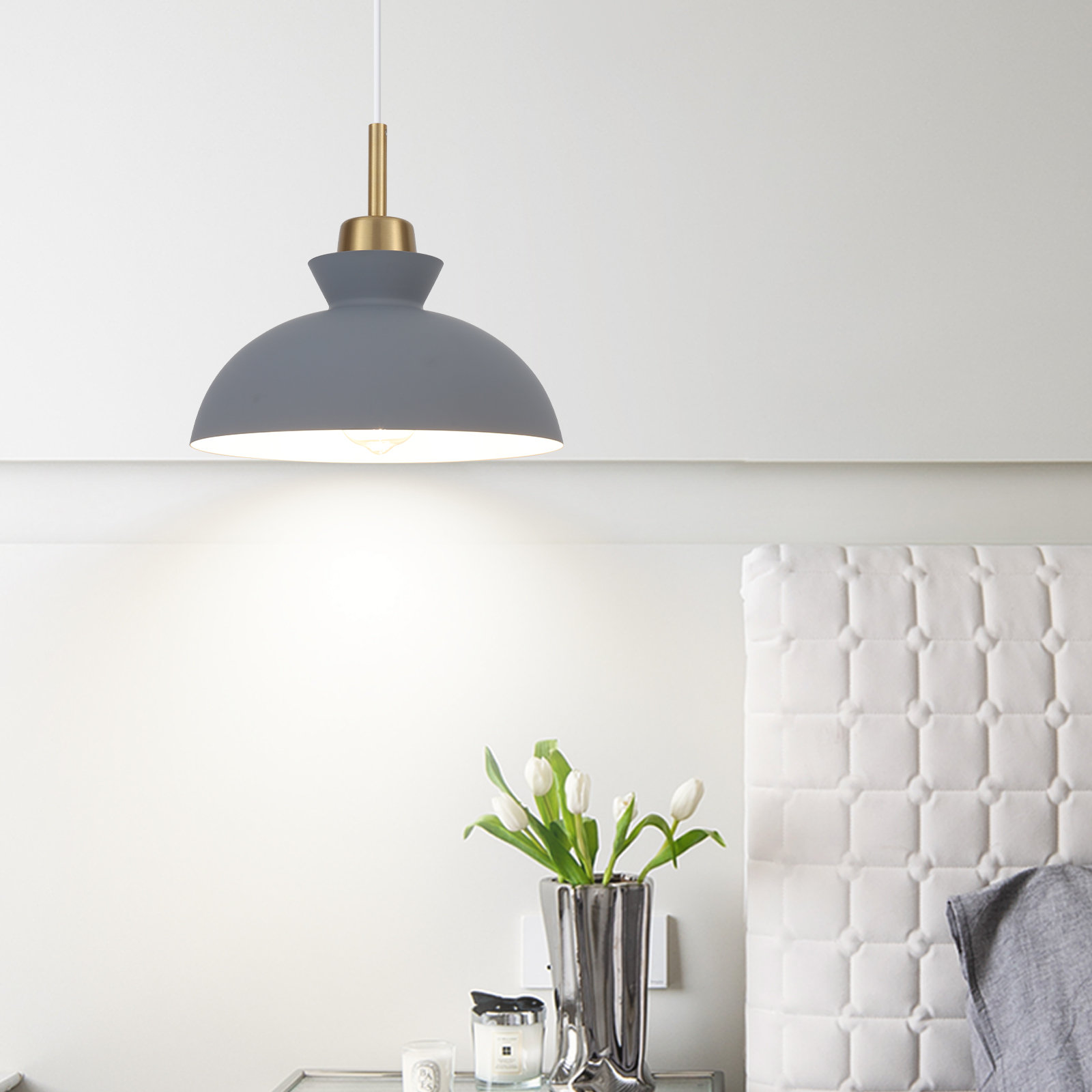 Gibran Single Light Dimmable Pendant, Gray