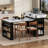 57.7" Kitchen Island With Extendable Top On Wheels, Kitchen Dining Table, Bar Table With Drawers And Power Outlet For Kitchen And Dining Room-1286789507
