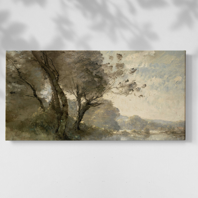 Paysage, série CCXXIX, toile tendue avec châssis, prête à être accrochée, H 21 po x l 41 po, Doré