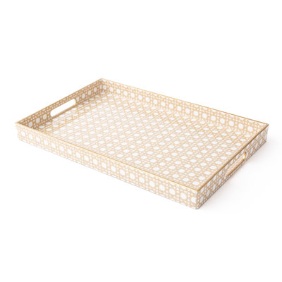 Tan Cane Rectangular Tray