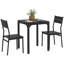 Ensemble de table de salle à manger 3 pièces pour 2 personnes, table de cuisine moderne et chaises, ensemble de salle à manger pour coin-repas, petit espace, appartement, peu encombrant, noir