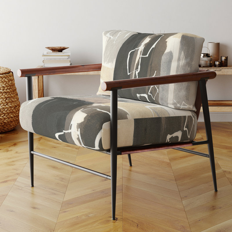 Fauteuil d'appoint rembourré Compson Glam Dancing Shape I, Noir, noir, noir, noir