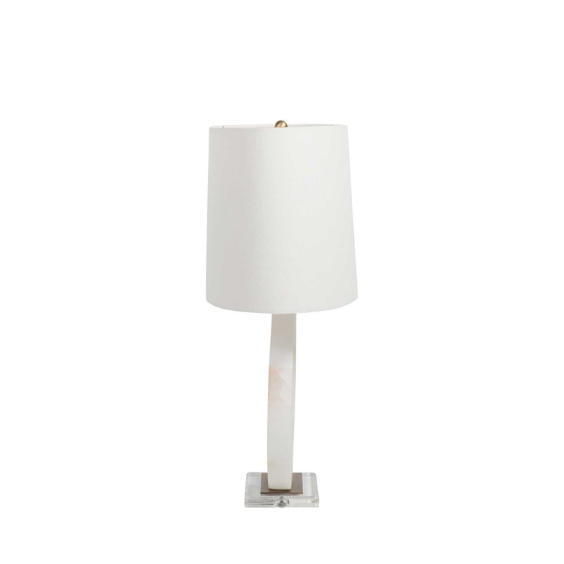 Janelle 26.5" Antique Brass/White/Clear Table Lamp