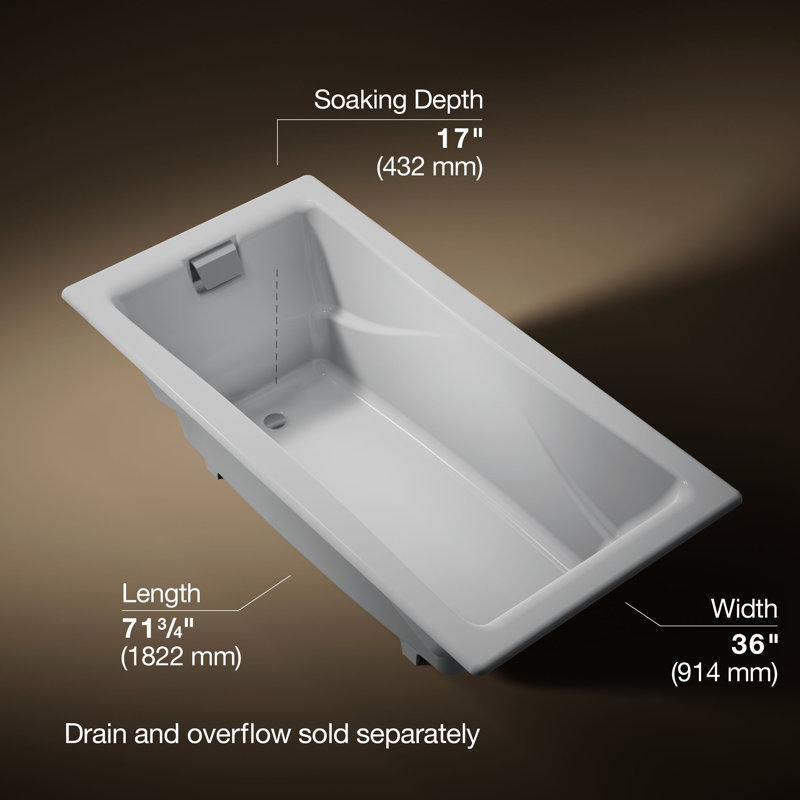Tea-for-Two® 72" x 36" Soaking Bathtub, Ice Grey