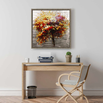 Abstract Colorful Tree Canvas | Brown Framed Home Decor Art