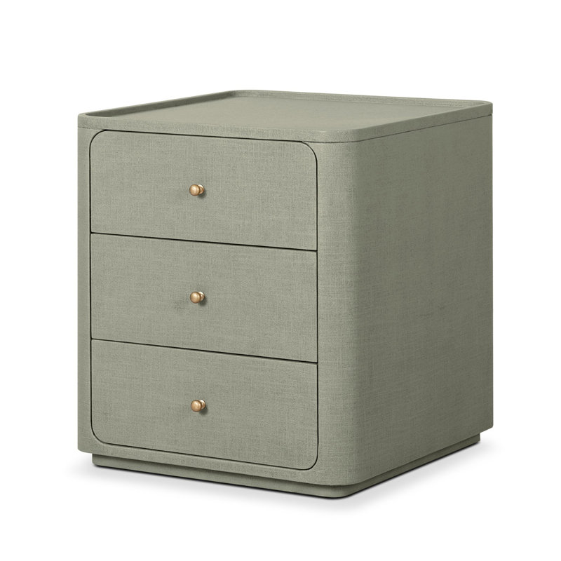 Paula 3 - Drawer Nightstand, Beige Painted Linen