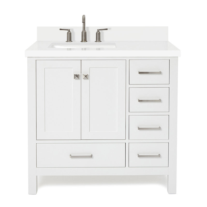Ensemble de meuble-lavabo simple 37 po Cambridge, Blanc, Rectangular