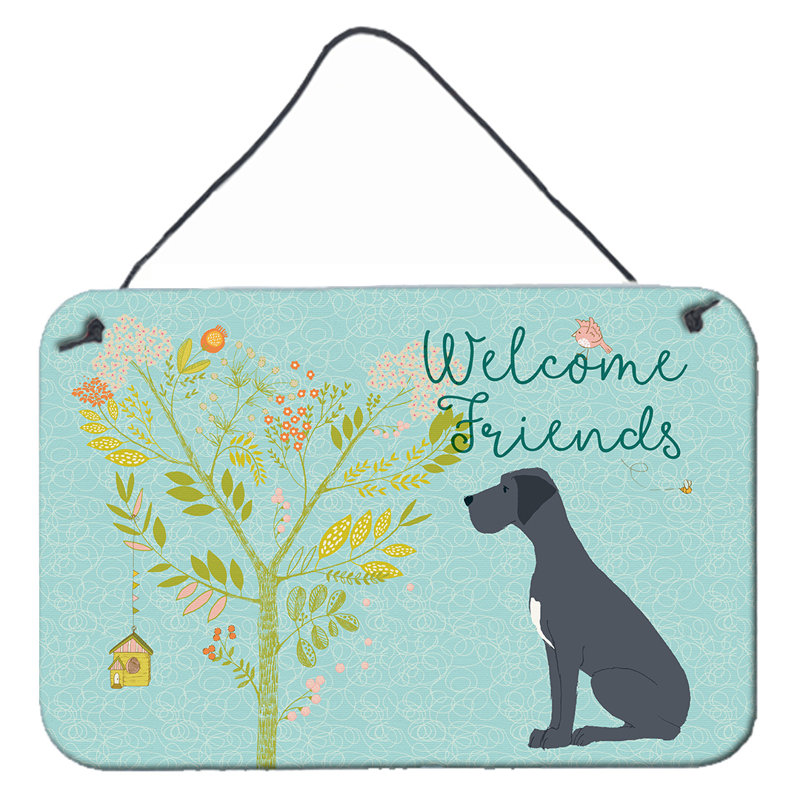 Décoration murale "welcome friends springer épagneul, Gris / Vert, Homard, Grand danois
