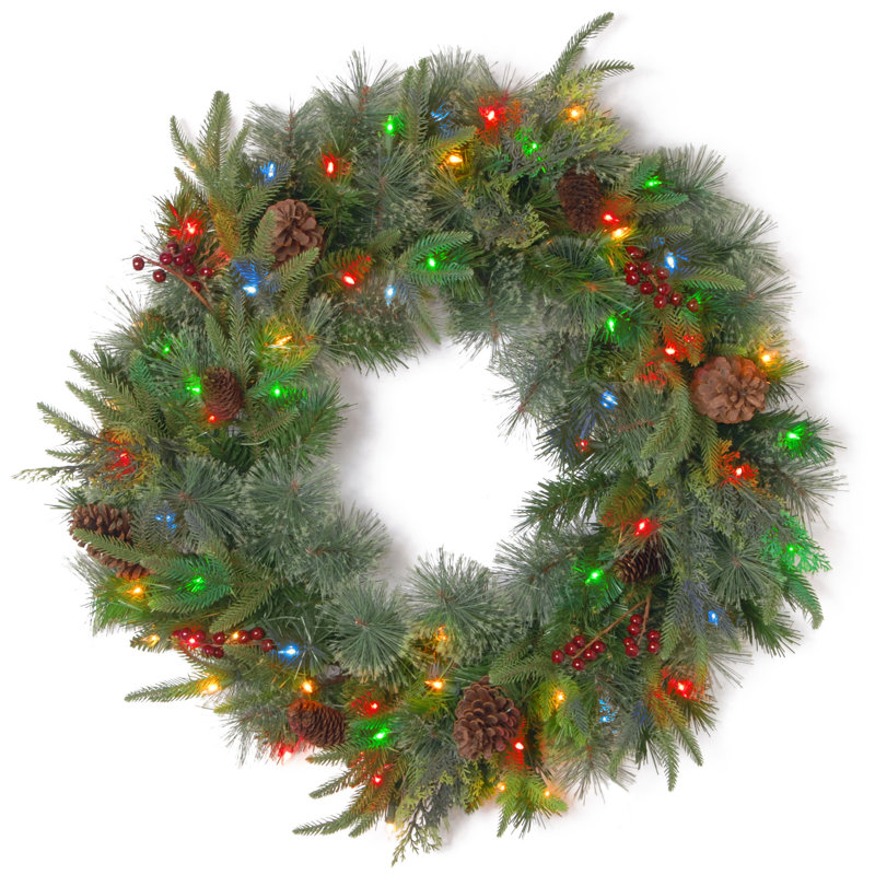 Colonial Wreath with Lights, 24"