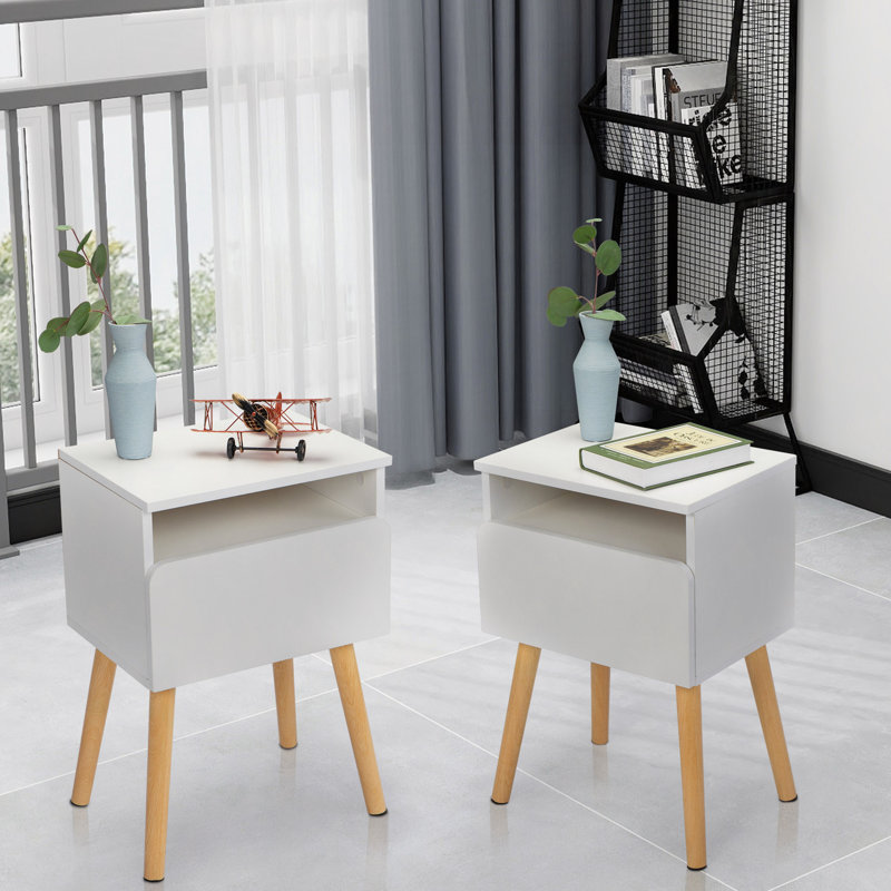 Table de chevet, table de chevet 2 pièces, table basse de chambre à coucher avec tiroirs, tablettes, meubles de chevet de salon