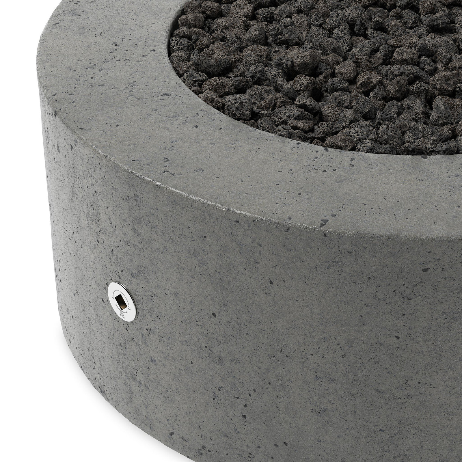 Round Fire Pit Table, Pewter Concrete, Propane