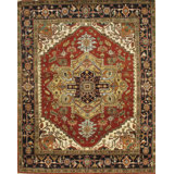 Hand Knotted Wool Area Rug in Rust