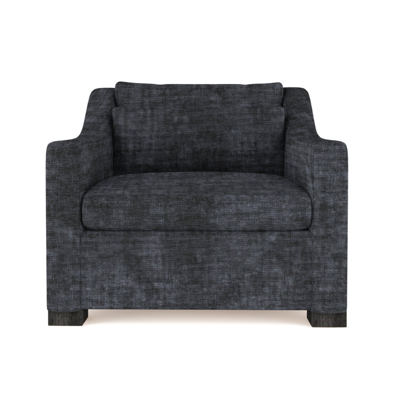 Crosby Armchair, 32.5" H x 35" W x 38" D, Plush Velvet Blue Print, Ebony