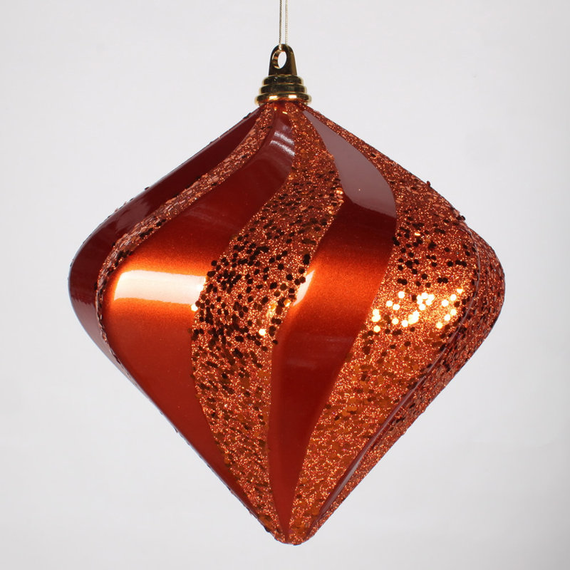 Ornement en forme de diamant, H 6 po x l 6 po x P 6 po, Orange