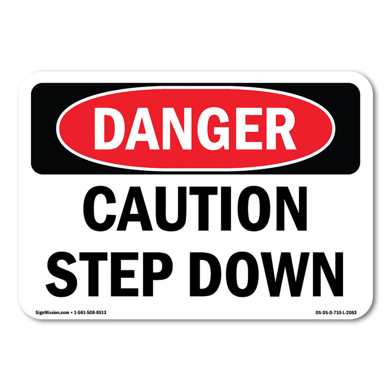 Caution Step Down Decal 5" X 3.5"