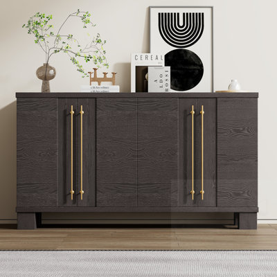 Wooden Sideboard with Storage and Adjustable Shelves