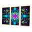 Turquoise néon fractal fleurs II - ensemble de décoration murale mandala boho-108311563-108311566