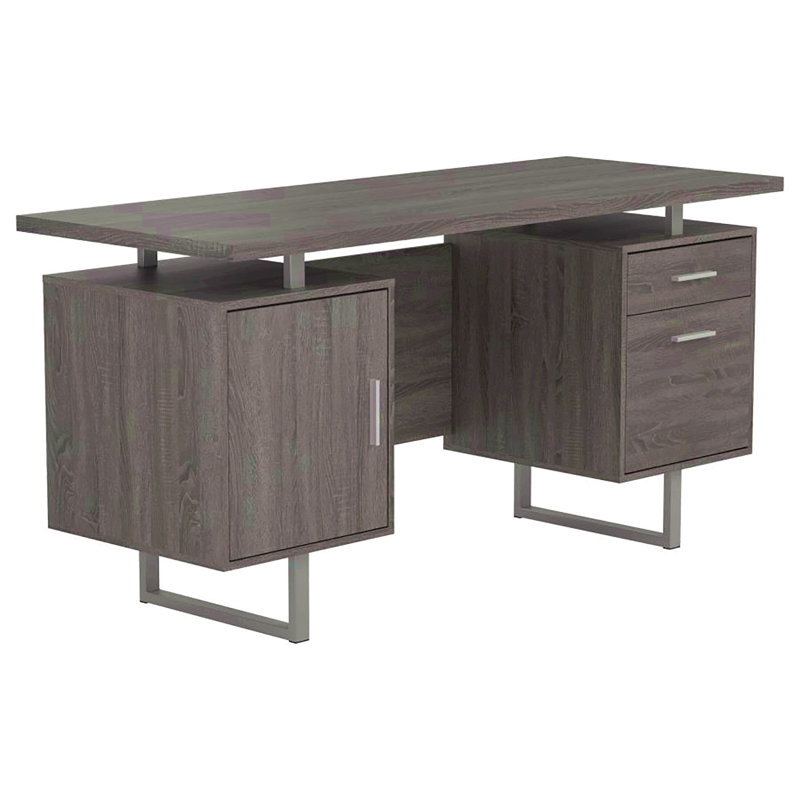 Bureau flottant gris à 2 tiroirs