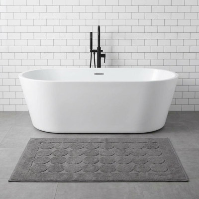 24" X 35" Dark Gray Tone on Tone Polka Dot Turkish Cotton Bath Rug