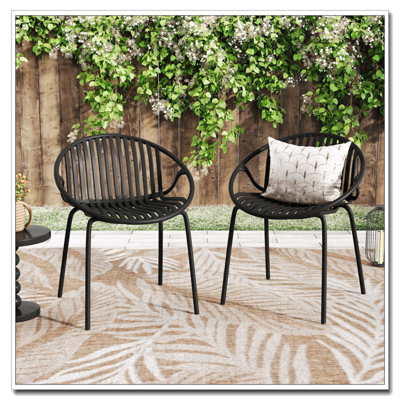 Outdoor Patio Stackable Chairs, Black