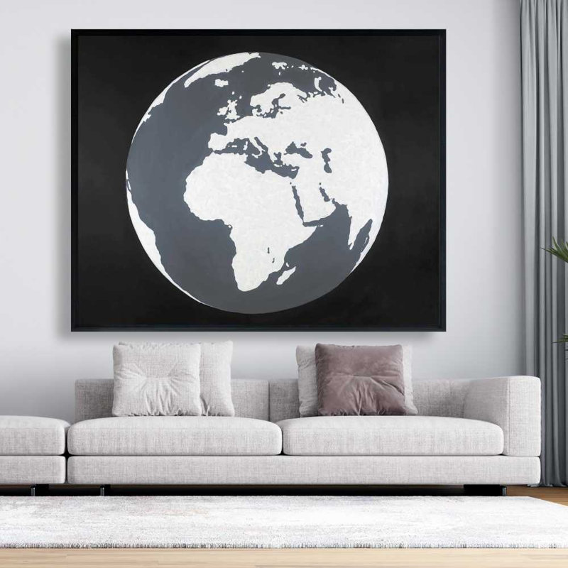 Terre - voyage et cartes, toile bleue encadrée pour la décoration intérieure