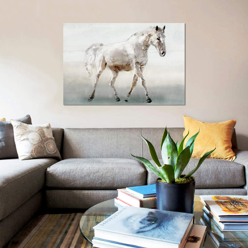 «White Horse», impression sur toile, H 8 po x l 12 po x P 0,75 po, Toile tendue, Pas de tapis
