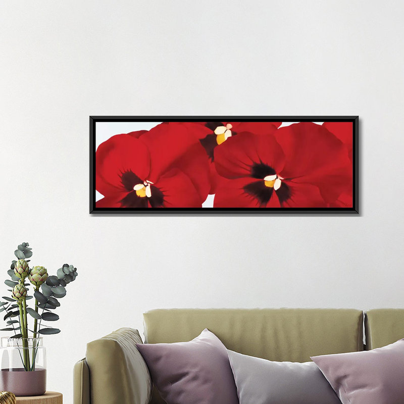 «Red I (Pansies)», impression sur toile, H 24 po x l 72 po x P 1,5 po, Cadre noir