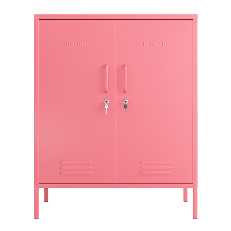 2 Door Lockable Metal Storage Cabinet, 3-Tier Heavy Duty Industrial Cabinet with Removable Shelves, Easy Assembly Multi-Purpose Storage for Home Office
